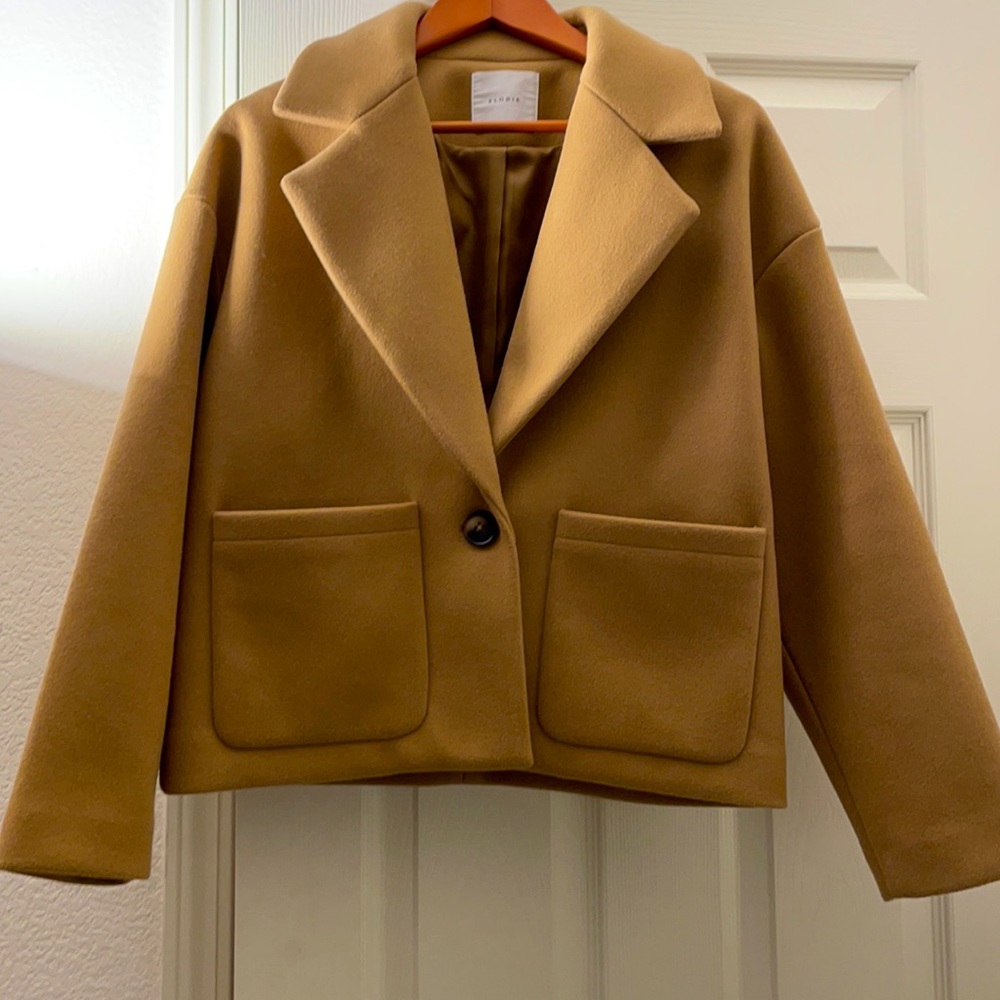 Elodie cropped oversized peacoat